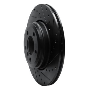 BMW 745LI Brake Rotor (1) - Rear Right - R1 Concepts - Drilled & Slotted - Black - `02-`05